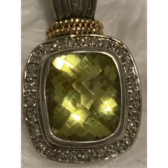 14k 925 Sadye L Vassil SLV Gemstone Pendant Sterling Italy Necklace 18” - Picture 13 of 16
